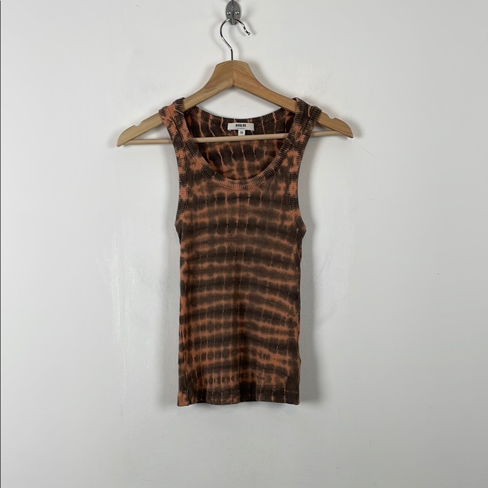 Agolde Women's XS Stretch Ribbed Tie-Dye Knit Scooped Neck Sleeveless TankTop